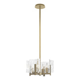 Hubbardton Forge 2022 Modern Brass White Swirl Glass (YR) Multi Arc 4-Light Semi-Flush/Pendant