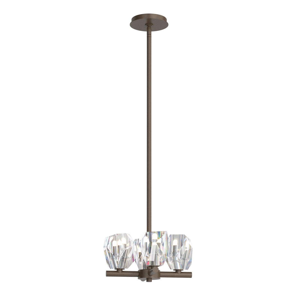 Hubbardton Forge 2022 Bronze Crystal Multi Gatsby 4-Light Semi-Flush/Pendant