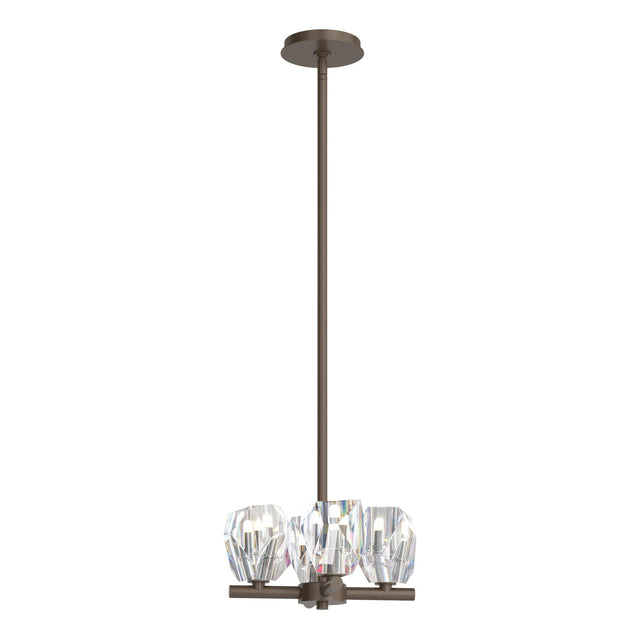 Hubbardton Forge 2022 Bronze Crystal Multi Gatsby 4-Light Semi-Flush/Pendant