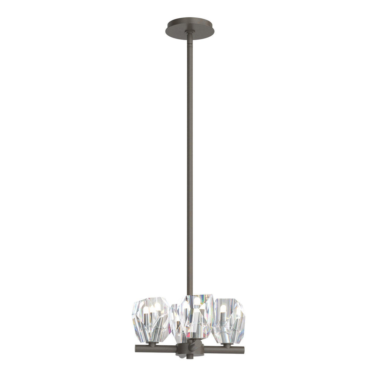 Hubbardton Forge 2022 Dark Smoke Crystal Multi Gatsby 4-Light Semi-Flush/Pendant