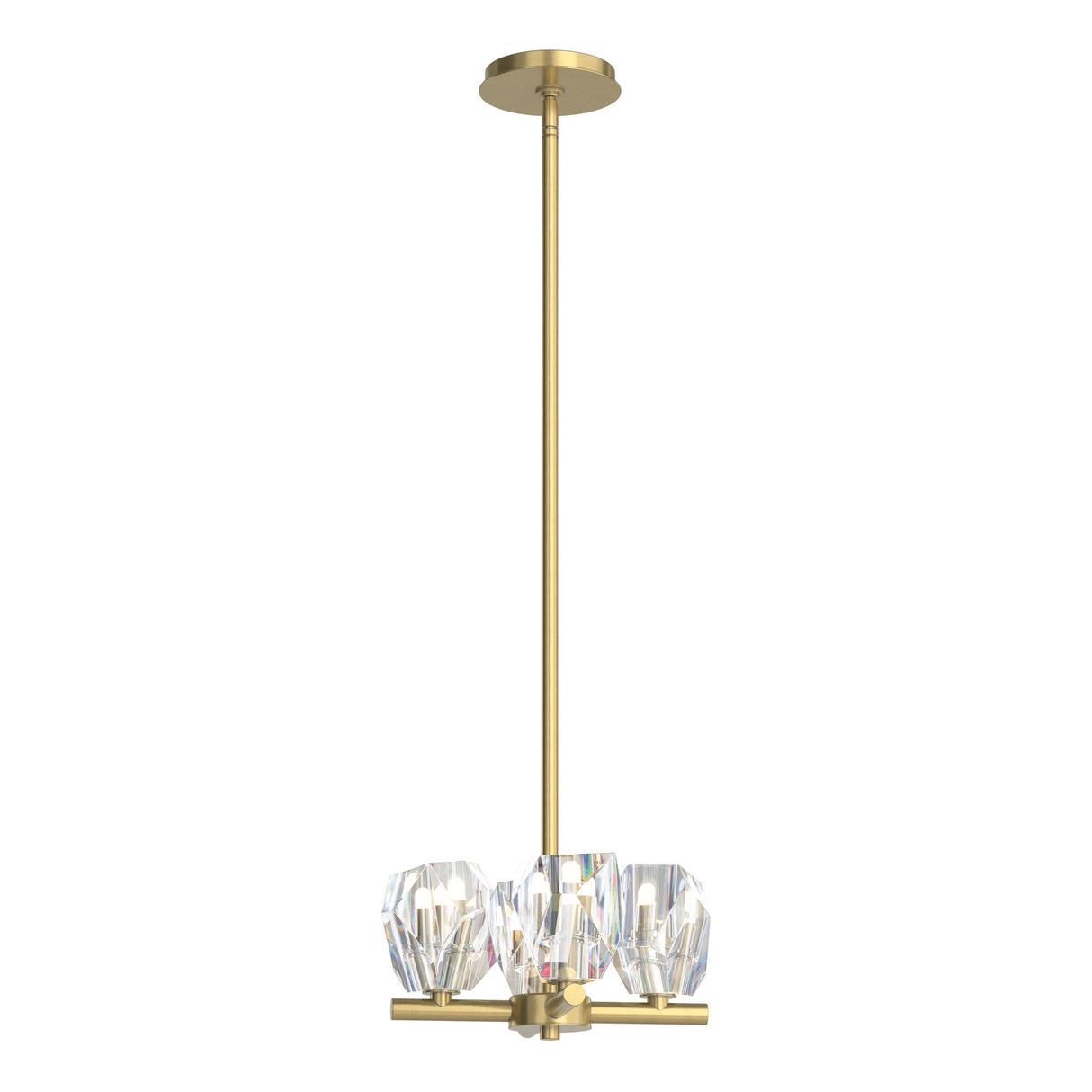 Hubbardton Forge 2022 Modern Brass Crystal Multi Gatsby 4-Light Semi-Flush/Pendant