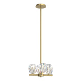 Hubbardton Forge 2022 Modern Brass Crystal Multi Gatsby 4-Light Semi-Flush/Pendant