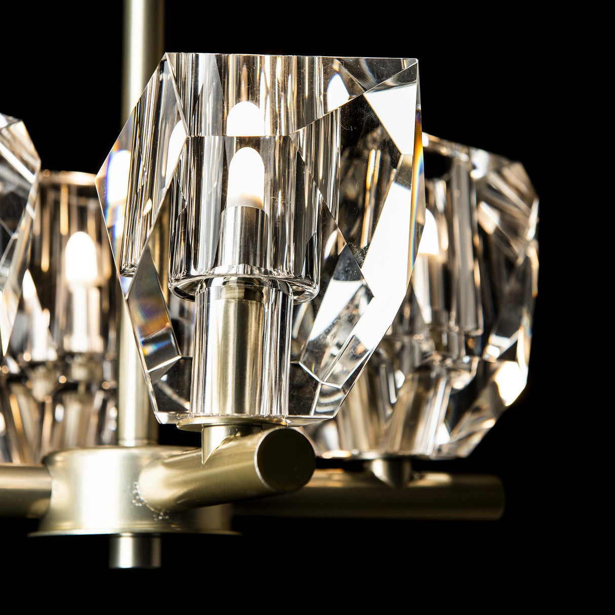 Hubbardton Forge 2022 Modern Brass Crystal Multi Gatsby 4-Light Semi-Flush/Pendant