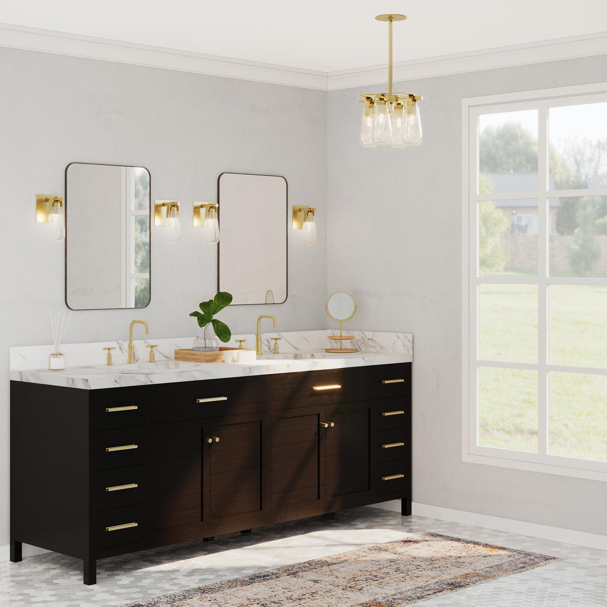 Hubbardton Forge 2022 Modern Brass Clear Glass (ZM) Multi Eos Semi-Flush/Pendant