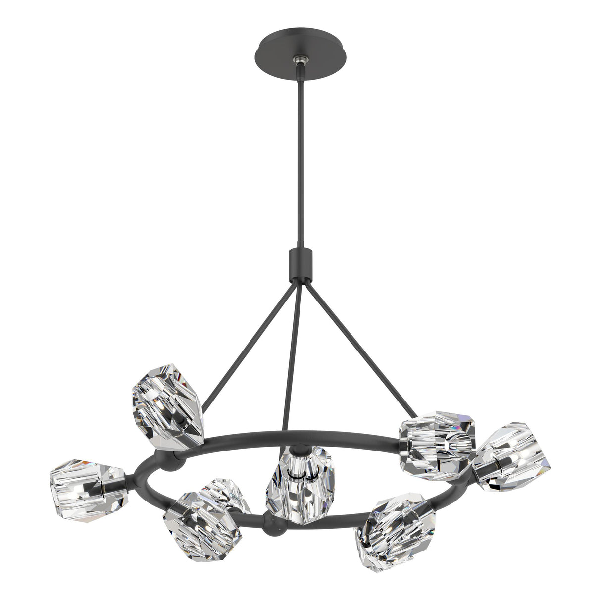 Hubbardton Forge 2023 Black Crystal Multi Gatsby 9-Light Ring Pendant