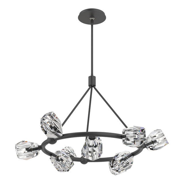 Hubbardton Forge 2023 Black Crystal Multi Gatsby 9-Light Ring Pendant