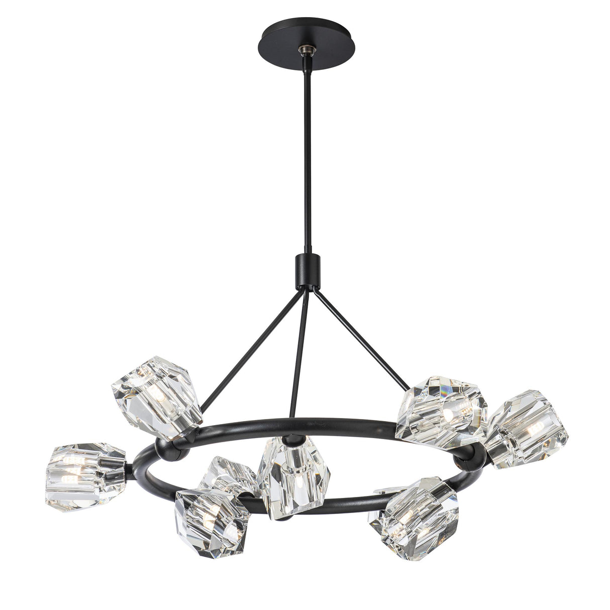Hubbardton Forge 2023 Black Crystal Multi Gatsby 9-Light Ring Pendant