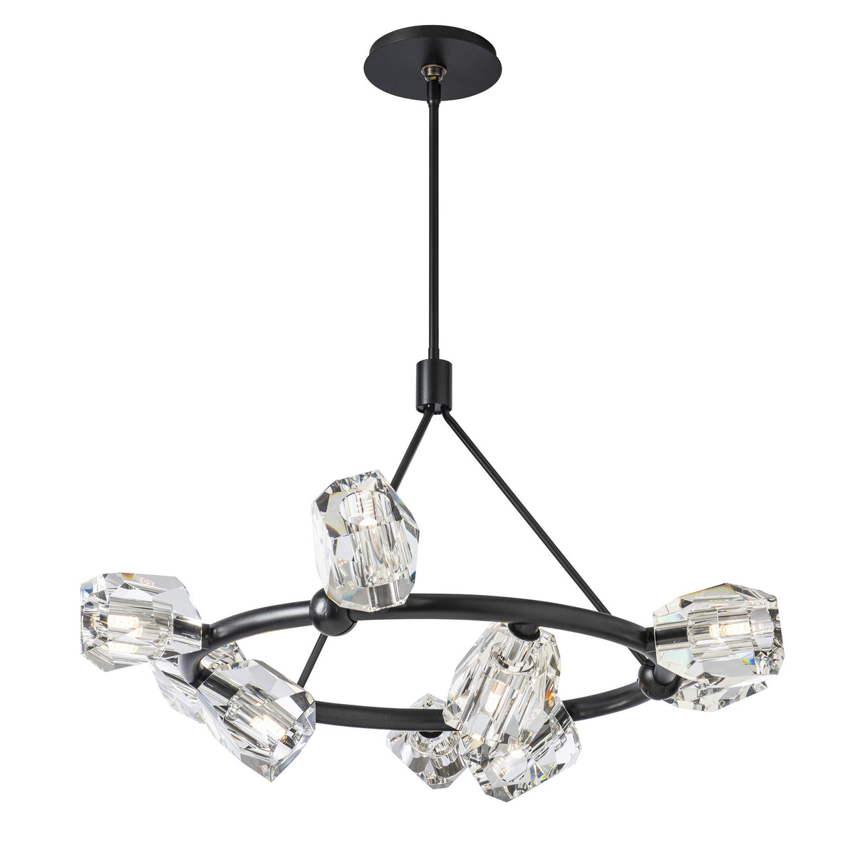 Hubbardton Forge 2023 Black Crystal Multi Gatsby 9-Light Ring Pendant