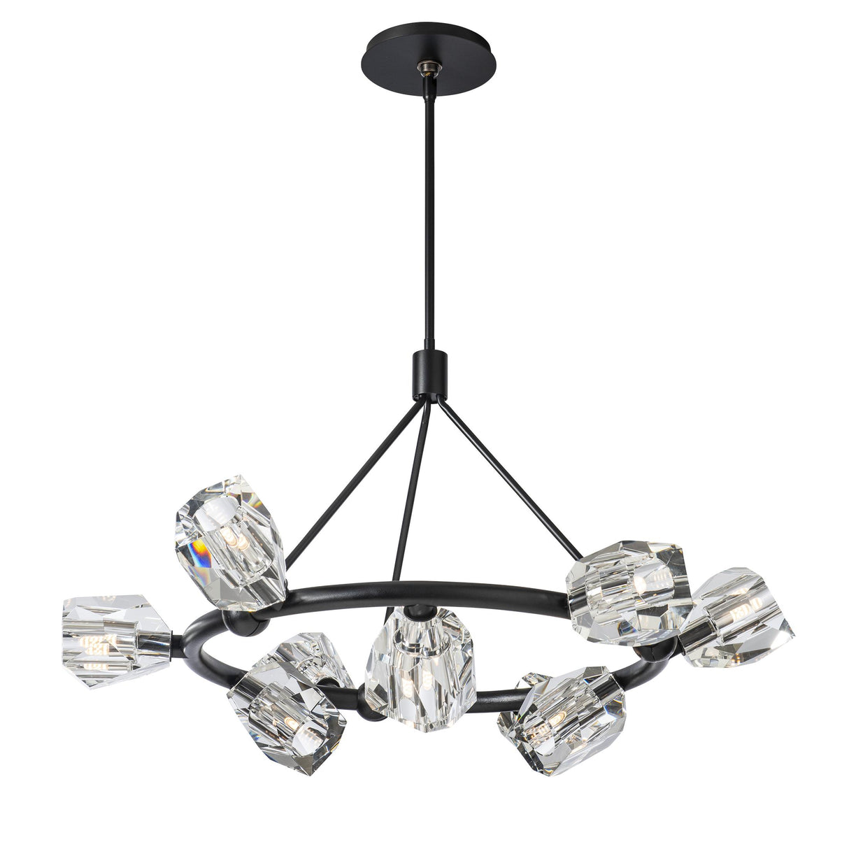 Hubbardton Forge 2023 Black Crystal Multi Gatsby 9-Light Ring Pendant