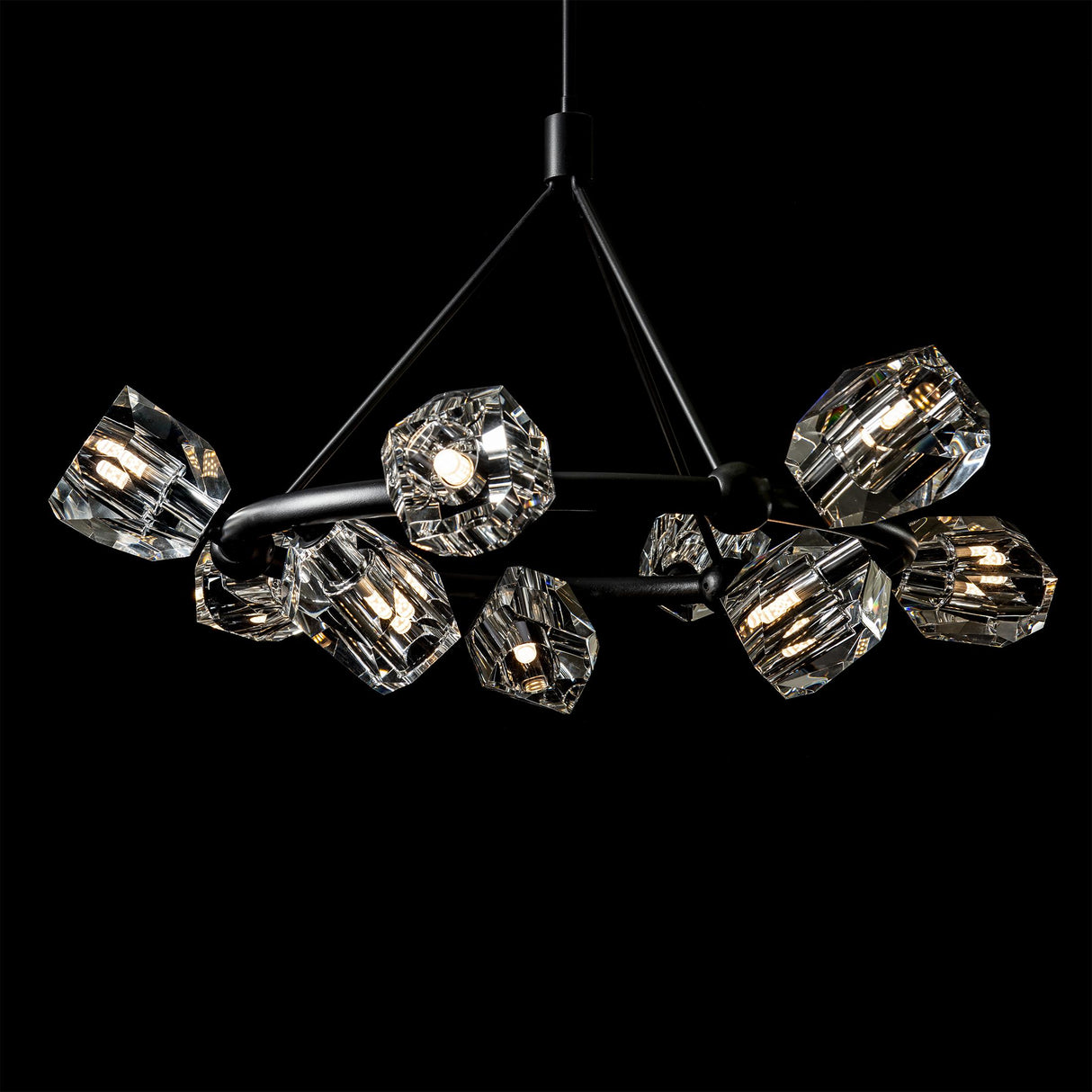 Hubbardton Forge 2023 Black Crystal Multi Gatsby 9-Light Ring Pendant