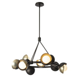 Hubbardton Forge 2023 Oil Rubbed Bronze Modern Brass Opal Glass (GG) Multi Brooklyn 9-Light Double Shade Ring Pendant