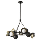 Hubbardton Forge 2023 Oil Rubbed Bronze Modern Brass Opal Glass (GG) Multi Brooklyn 9-Light Double Shade Ring Pendant
