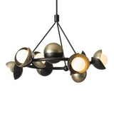 Hubbardton Forge 2023 Oil Rubbed Bronze Modern Brass Opal Glass (GG) Multi Brooklyn 9-Light Double Shade Ring Pendant