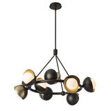 Hubbardton Forge 2023 Oil Rubbed Bronze Modern Brass Opal Glass (GG) Multi Brooklyn 9-Light Double Shade Ring Pendant