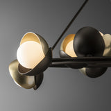 Hubbardton Forge 2023 Oil Rubbed Bronze Modern Brass Opal Glass (GG) Multi Brooklyn 9-Light Double Shade Ring Pendant