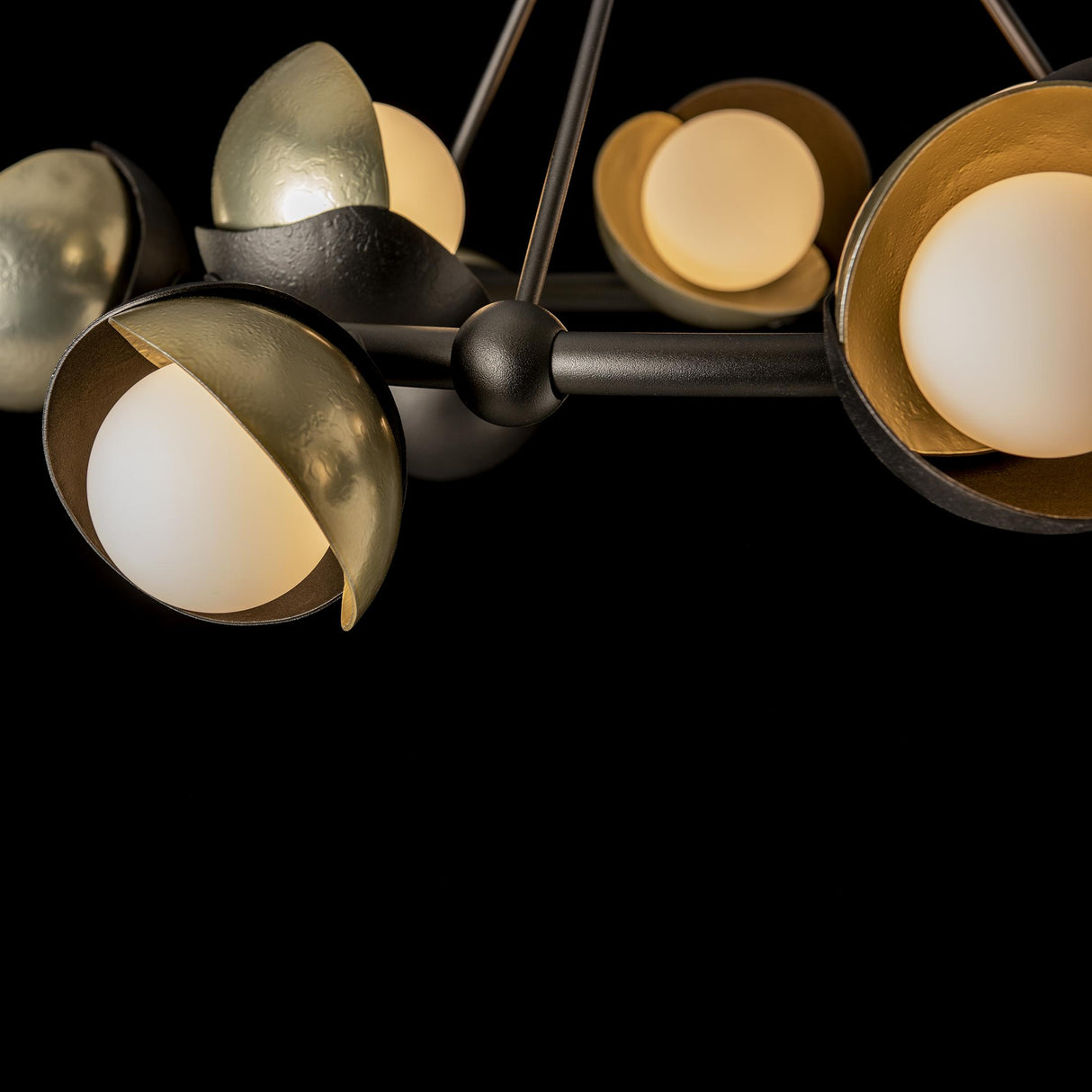 Hubbardton Forge 2023 Oil Rubbed Bronze Modern Brass Opal Glass (GG) Multi Brooklyn 9-Light Double Shade Ring Pendant