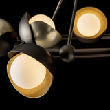 Hubbardton Forge 2023 Oil Rubbed Bronze Modern Brass Opal Glass (GG) Multi Brooklyn 9-Light Double Shade Ring Pendant