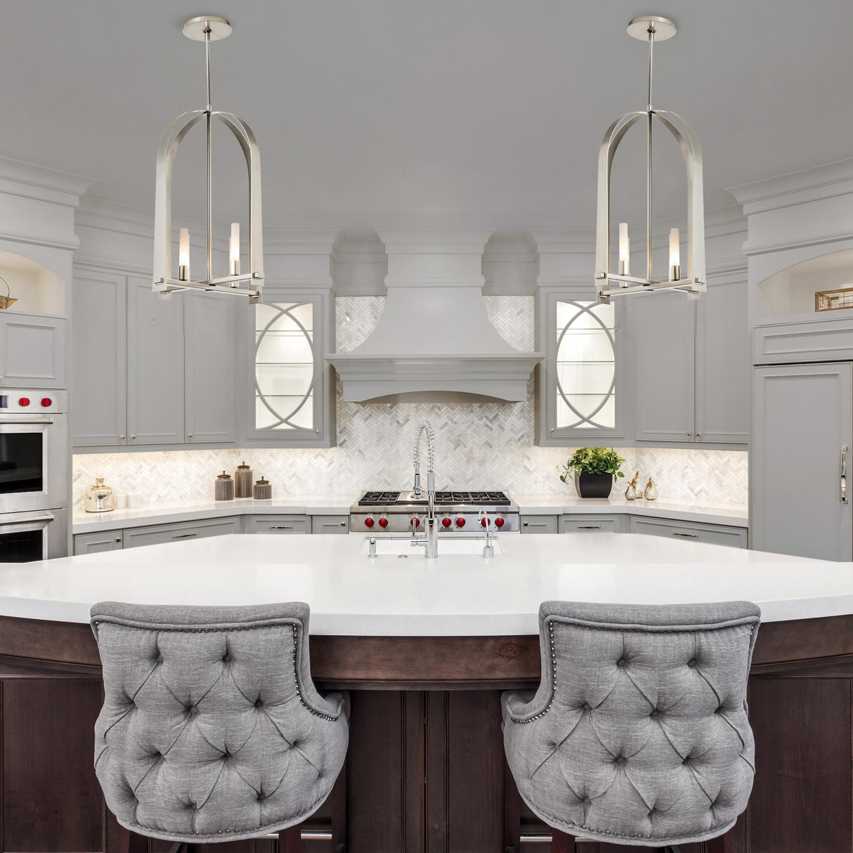 Hubbardton Forge 2023 Sterling Frosted Glass (FD) Multi Triomphe 4-Light Pendant