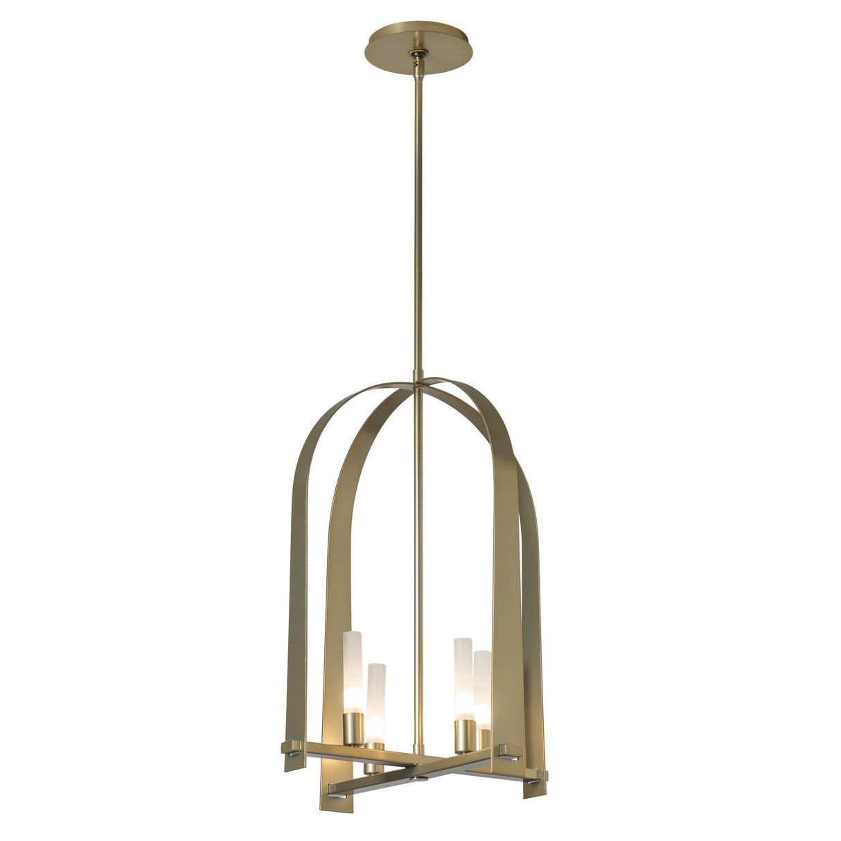 Hubbardton Forge 2023 Modern Brass Frosted Glass (FD) Multi Triomphe 4-Light Pendant