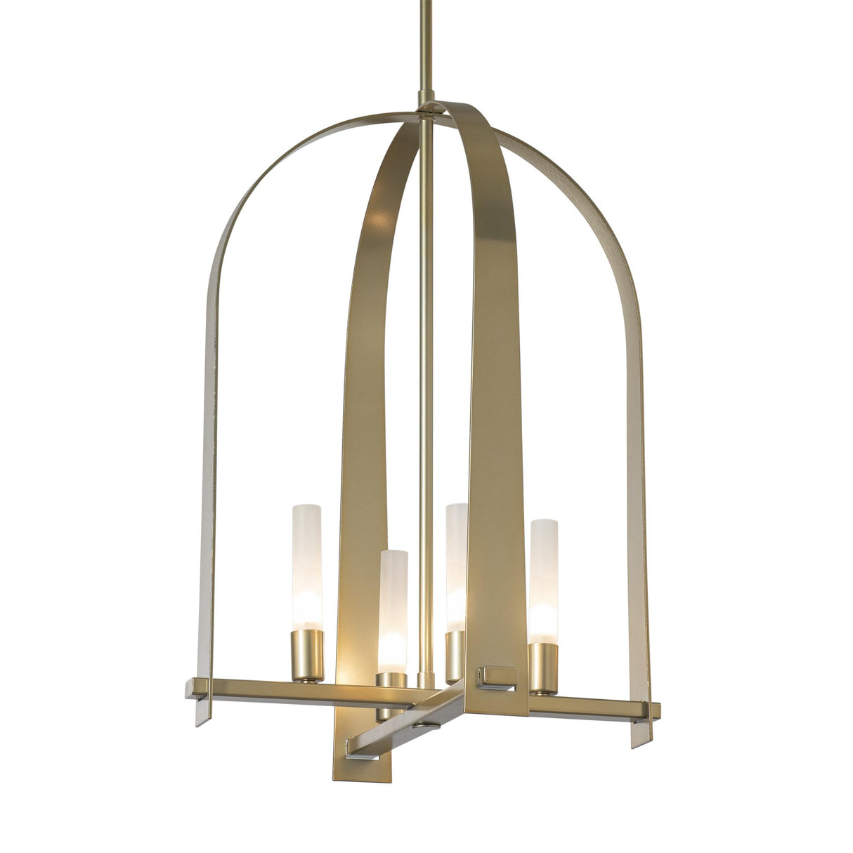 Hubbardton Forge 2023 Modern Brass Frosted Glass (FD) Multi Triomphe 4-Light Pendant