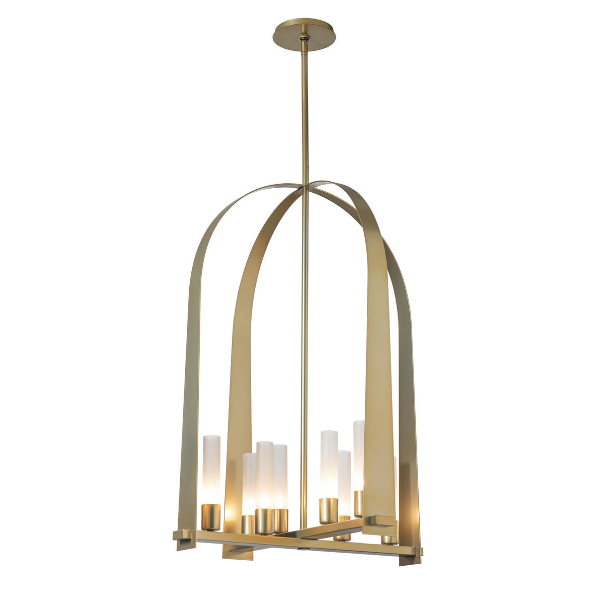 Hubbardton Forge 2023 Modern Brass Frosted Glass (FD) Multi Triomphe 8-Light Pendant