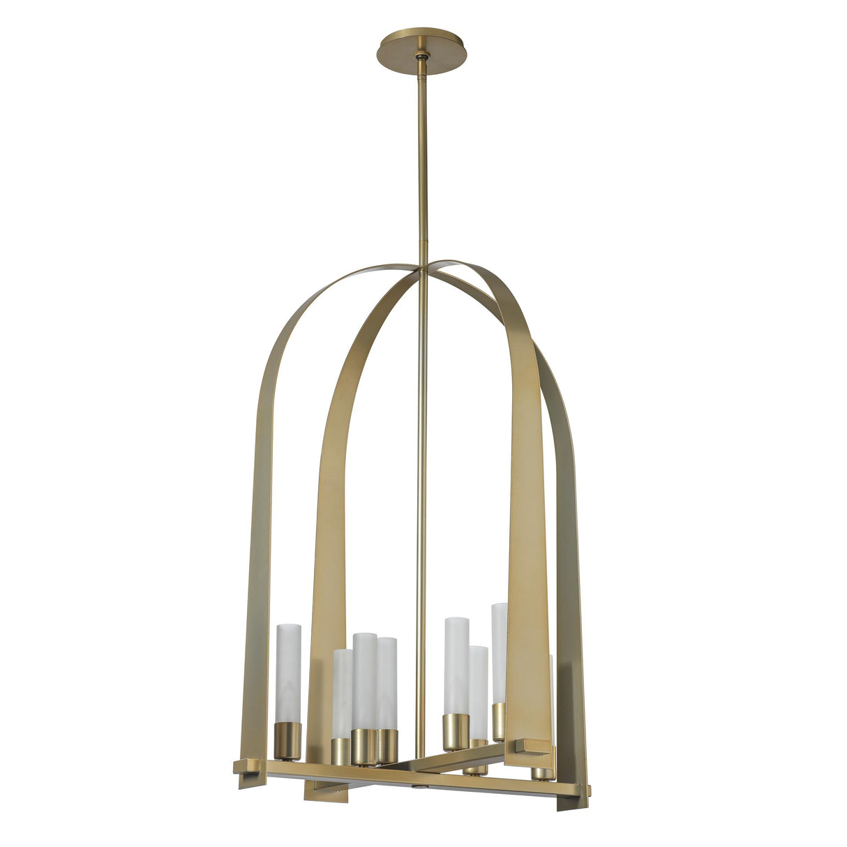 Hubbardton Forge 2023 Modern Brass Frosted Glass (FD) Multi Triomphe 8-Light Pendant