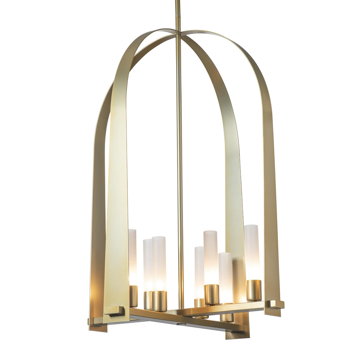 Hubbardton Forge 2023 Modern Brass Frosted Glass (FD) Multi Triomphe 8-Light Pendant