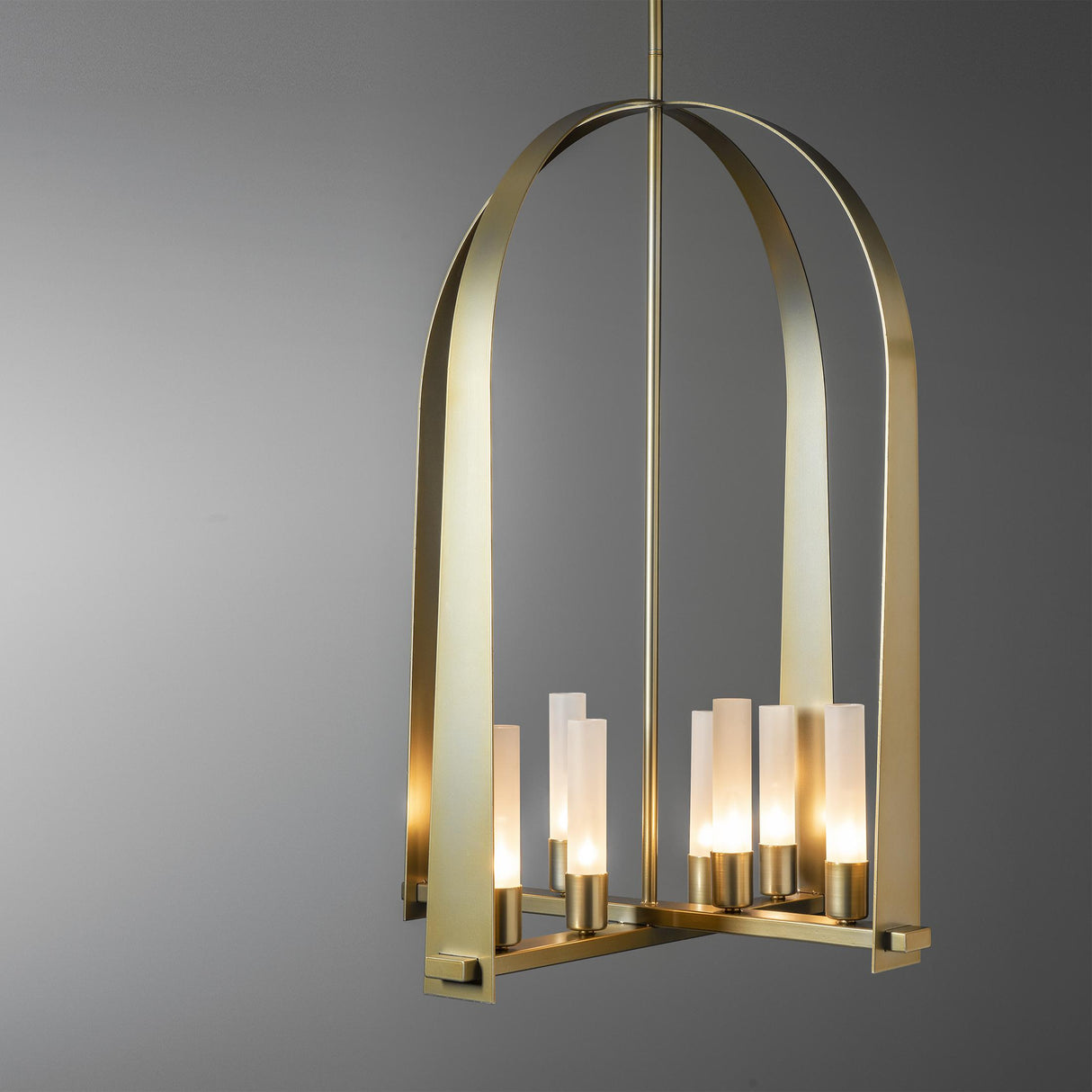Hubbardton Forge 2023 Modern Brass Frosted Glass (FD) Multi Triomphe 8-Light Pendant