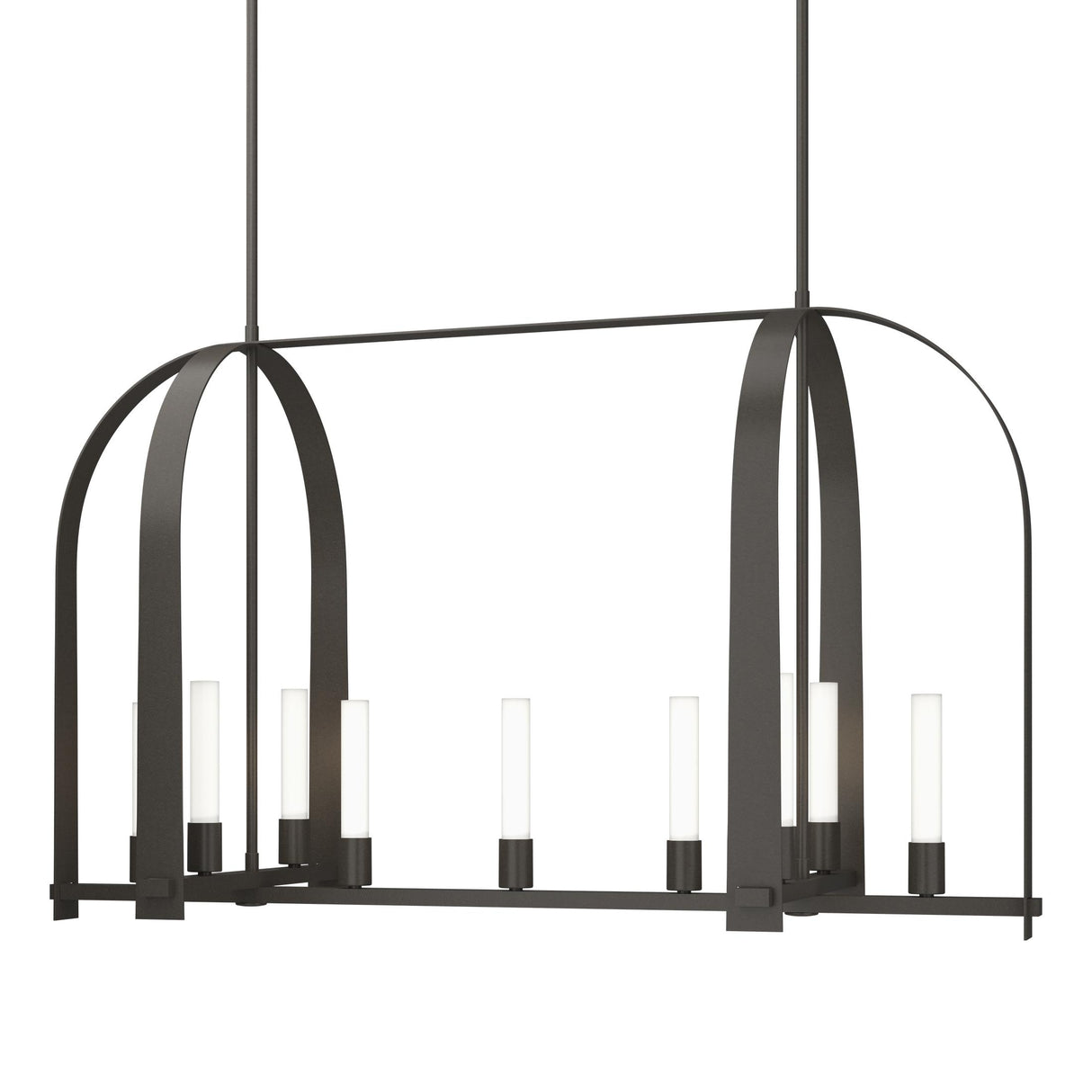 Hubbardton Forge 2023 Dark Smoke Frosted Glass (FD) Multi Triomphe 9-Light Linear Pendant