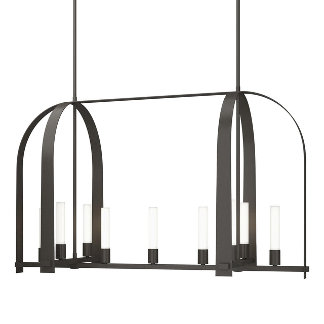 Hubbardton Forge 2023 Dark Smoke Frosted Glass (FD) Multi Triomphe 9-Light Linear Pendant