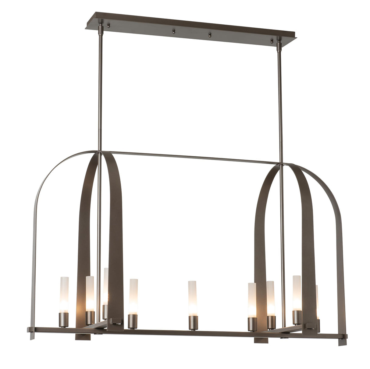 Hubbardton Forge 2023 Dark Smoke Frosted Glass (FD) Multi Triomphe 9-Light Linear Pendant