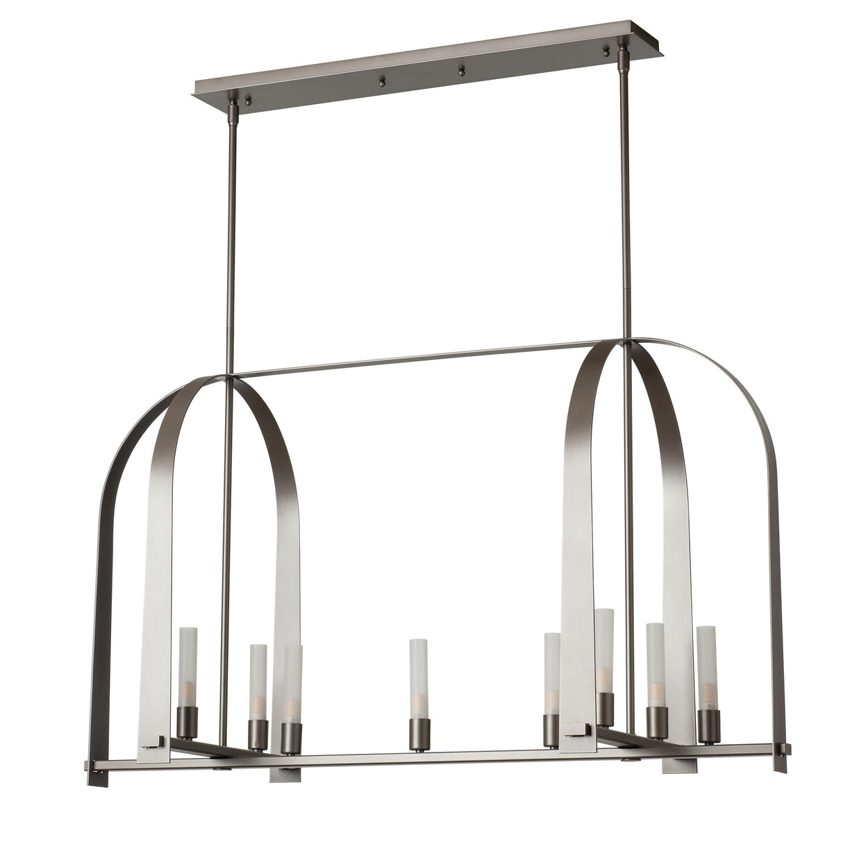 Hubbardton Forge 2023 Dark Smoke Frosted Glass (FD) Multi Triomphe 9-Light Linear Pendant