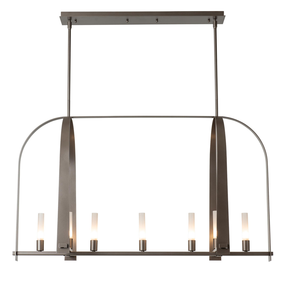 Hubbardton Forge 2023 Dark Smoke Frosted Glass (FD) Multi Triomphe 9-Light Linear Pendant