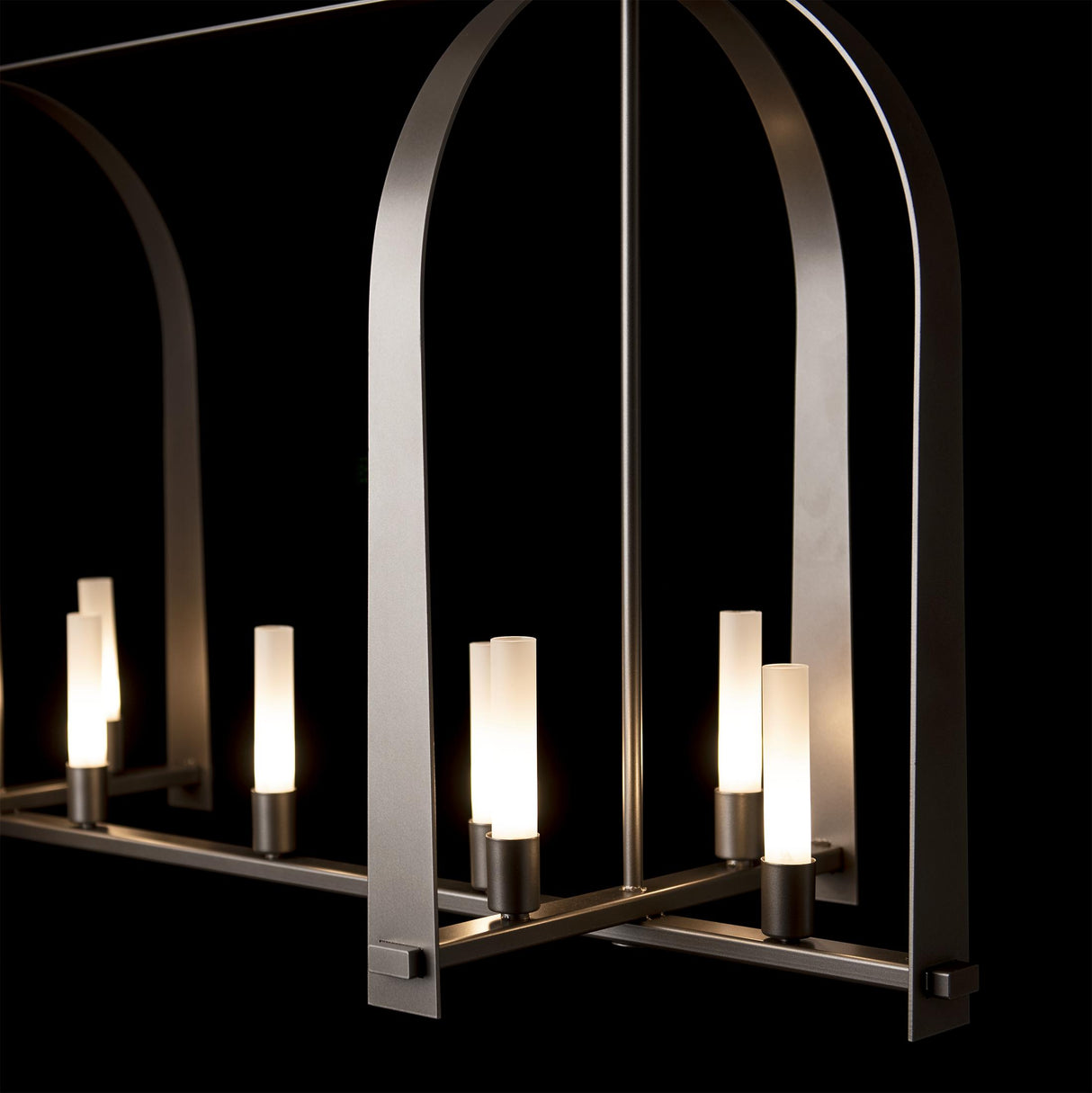 Hubbardton Forge 2023 Dark Smoke Frosted Glass (FD) Multi Triomphe 9-Light Linear Pendant
