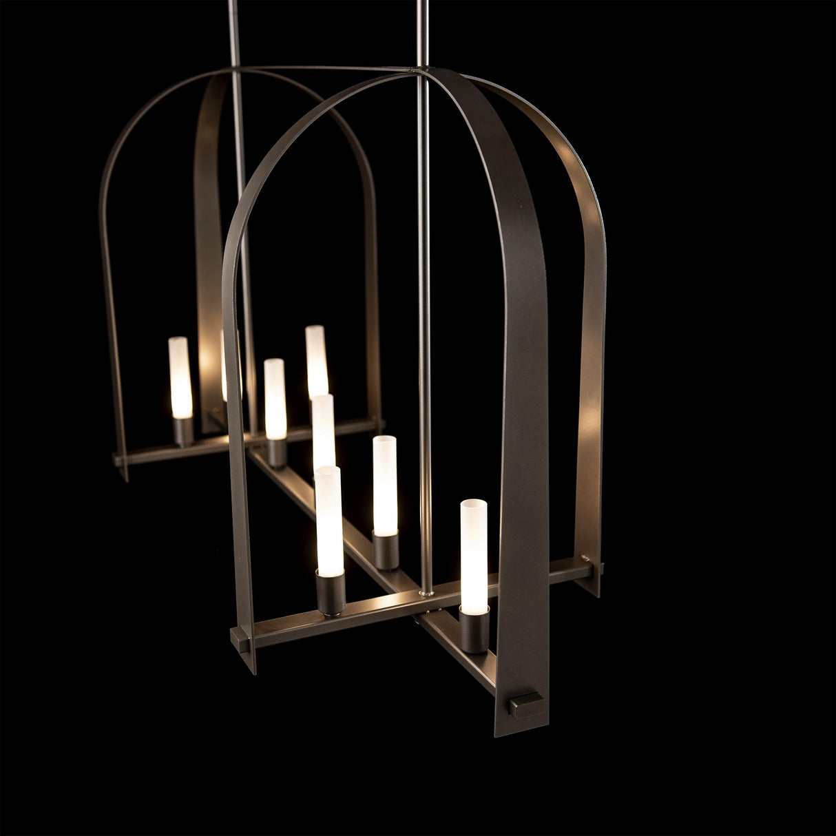 Hubbardton Forge 2023 Dark Smoke Frosted Glass (FD) Multi Triomphe 9-Light Linear Pendant