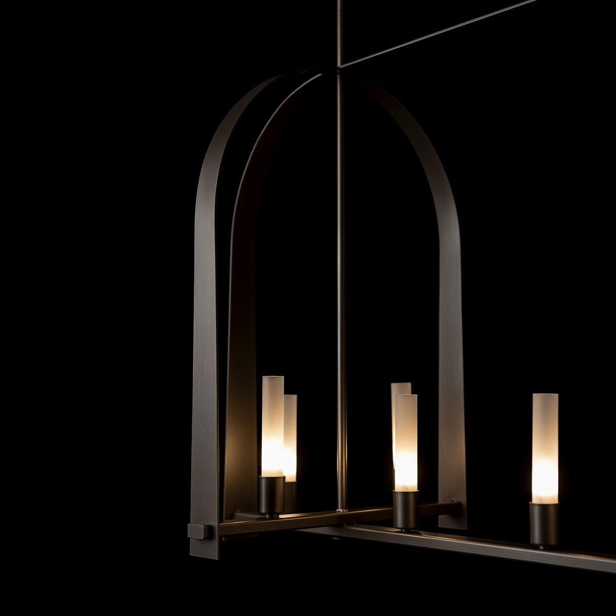 Hubbardton Forge 2023 Dark Smoke Frosted Glass (FD) Multi Triomphe 9-Light Linear Pendant