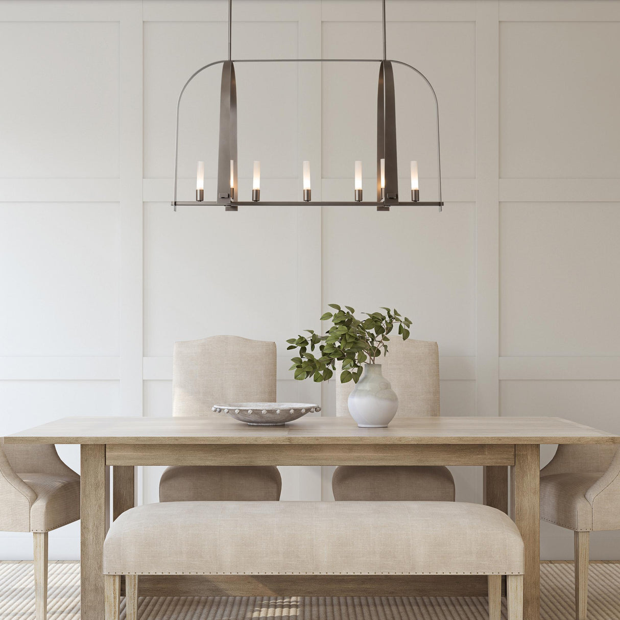 Hubbardton Forge 2023 Dark Smoke Frosted Glass (FD) Multi Triomphe 9-Light Linear Pendant