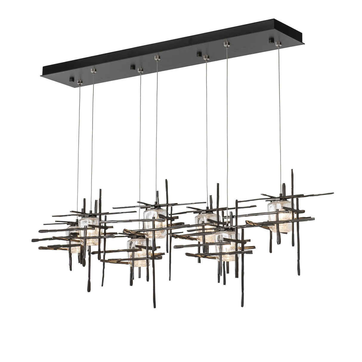Hubbardton Forge 2022 Dark Smoke Seeded Clear Glass (II) Standard Tura 7-Light Seeded Glass Pendant