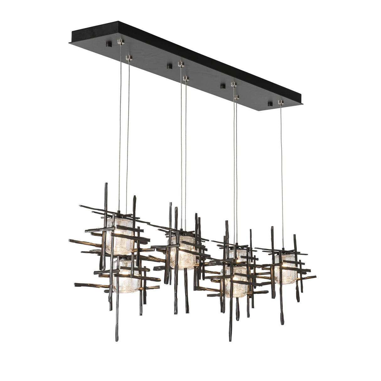Hubbardton Forge 2022 Dark Smoke Seeded Clear Glass (II) Standard Tura 7-Light Seeded Glass Pendant