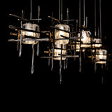 Hubbardton Forge 2022 Dark Smoke Seeded Clear Glass (II) Standard Tura 7-Light Seeded Glass Pendant