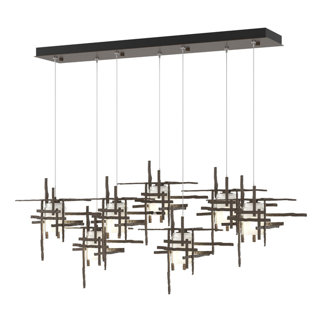 Hubbardton Forge 2022 Bronze Cast Glass (YC) Standard Tura 7-Light Frosted Glass Pendant