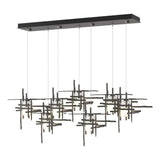 Hubbardton Forge 2022 Dark Smoke Cast Glass (YC) Standard Tura 7-Light Frosted Glass Pendant