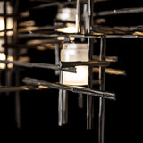 Hubbardton Forge 2022 Dark Smoke Cast Glass (YC) Standard Tura 7-Light Frosted Glass Pendant