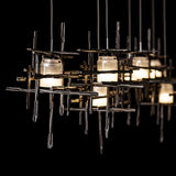 Hubbardton Forge 2022 Dark Smoke Cast Glass (YC) Standard Tura 7-Light Frosted Glass Pendant