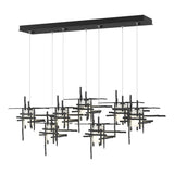 Hubbardton Forge 2022 Black Cast Glass (YC) Standard Tura 7-Light Frosted Glass Pendant