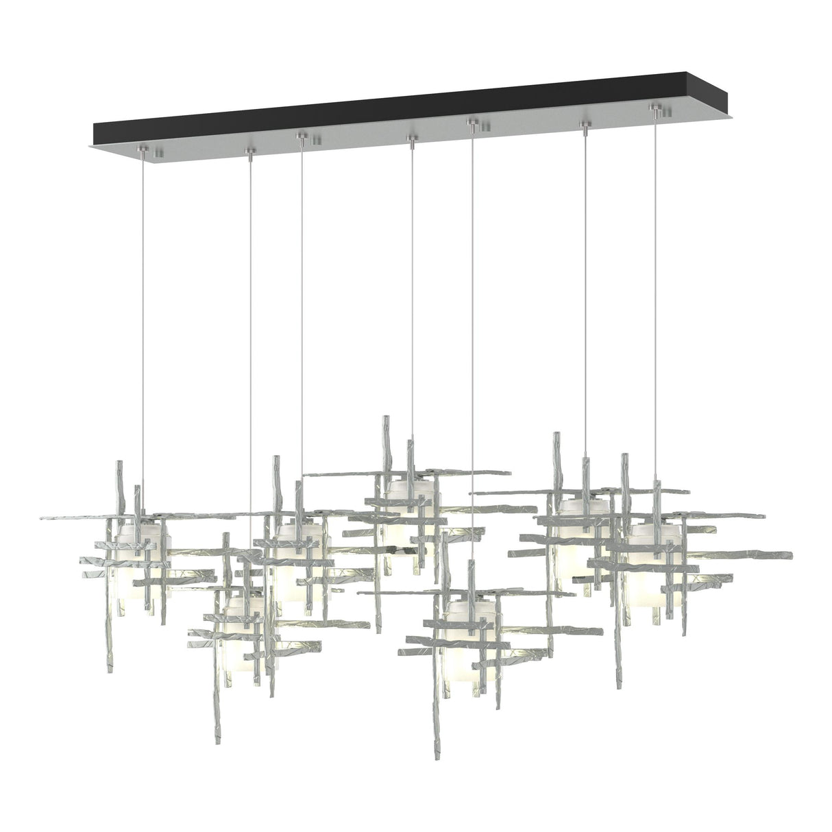 Hubbardton Forge 2022 Vintage Platinum Cast Glass (YC) Standard Tura 7-Light Frosted Glass Pendant