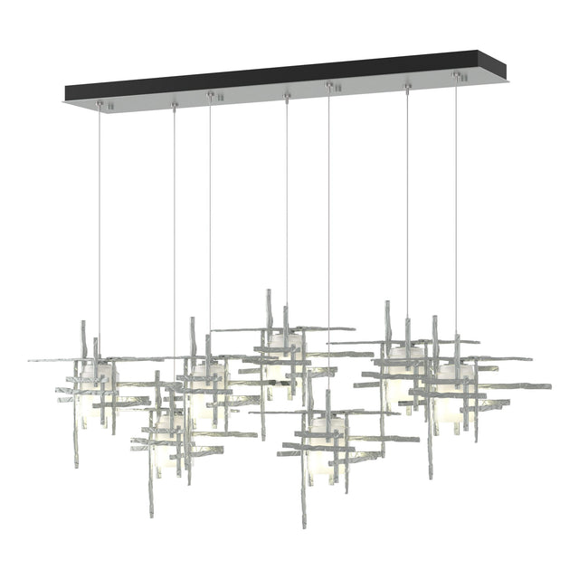 Hubbardton Forge 2022 Vintage Platinum Cast Glass (YC) Standard Tura 7-Light Frosted Glass Pendant