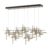 Hubbardton Forge 2022 Soft Gold Cast Glass (YC) Standard Tura 7-Light Frosted Glass Pendant