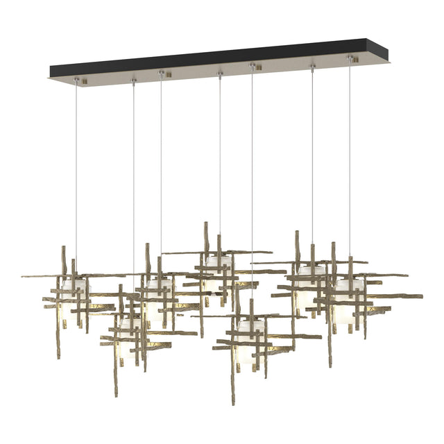 Hubbardton Forge 2022 Soft Gold Cast Glass (YC) Standard Tura 7-Light Frosted Glass Pendant