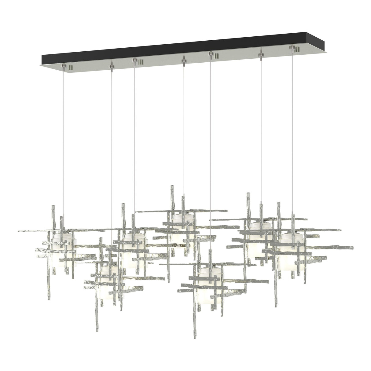 Hubbardton Forge 2022 Sterling Cast Glass (YC) Standard Tura 7-Light Frosted Glass Pendant